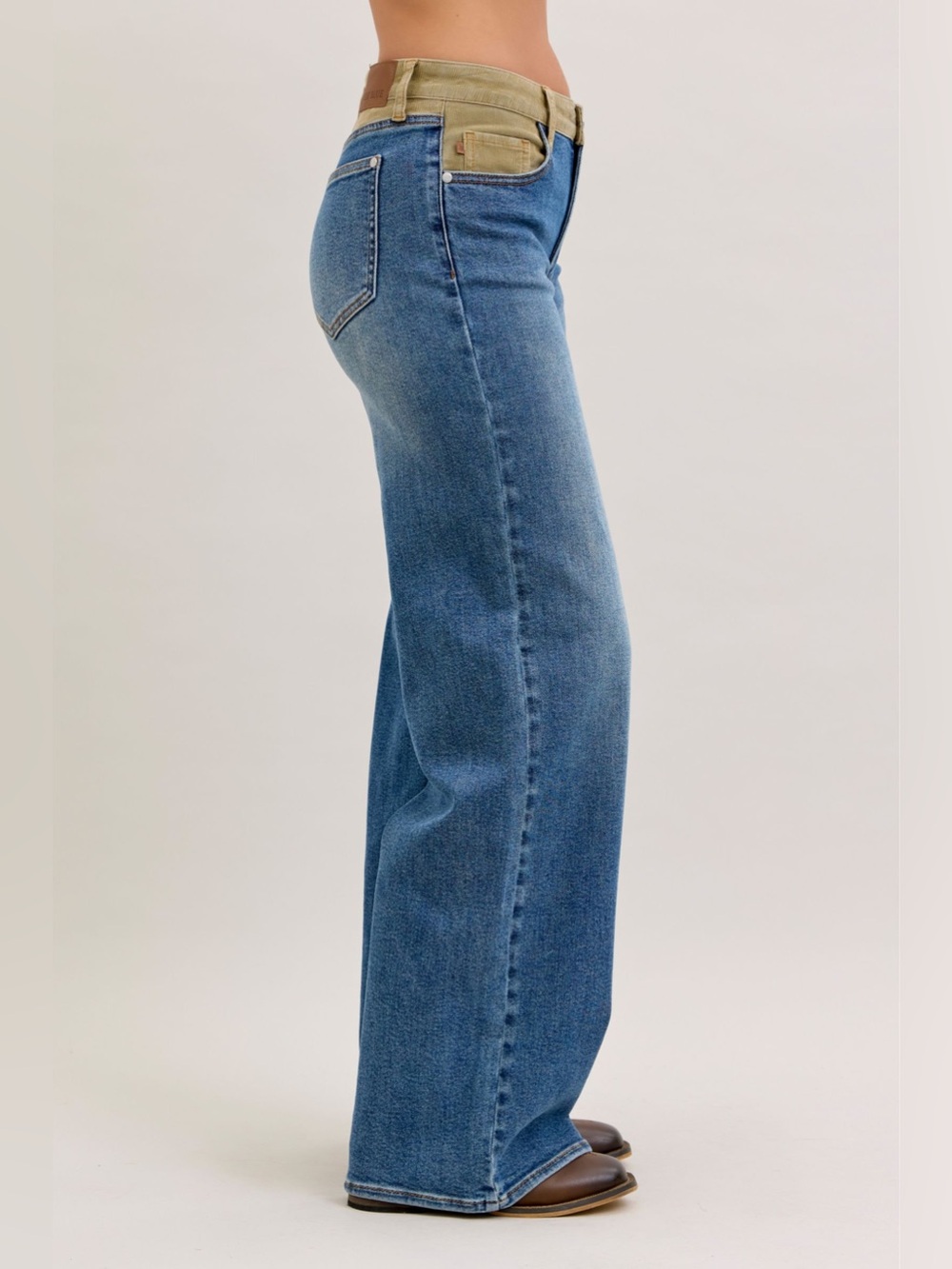 Judy Blue MR Column Straight Jeans with Corduroy Waist - Picture 2 of 11